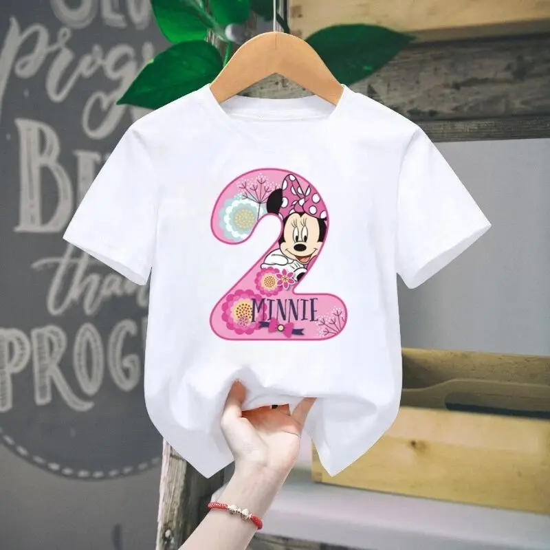 Pure Cotton Children Girls Anime cartoon Disney number 2 print patternT-shirt Boys' Cute Short sleeved Summer Kid Soft T shirts