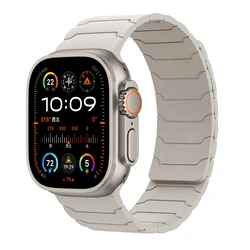 Magnetic Strap For Apple Watch Ultra 2 Band 49mm 45mm 46mm 44mm 40mm 42mm 41mm Silicone Bracelet IWatch Series 10 SE 9 8 7 6 5