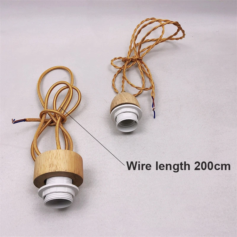 Simple design Wooden chandelier Lamp head Holder Twiste Wire E27 LED Bulb Power Cord Hanging Light Cord DIY Lighting accessories