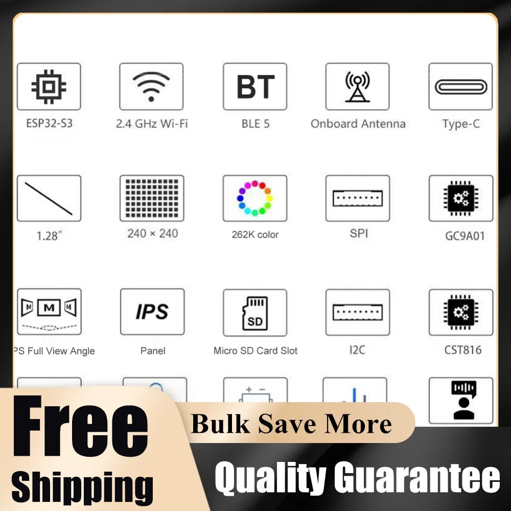 Smart Desktop Robot 1.28In LCD Screen -S3 Development Board Mini Robot Tabletop Ornaments for Home Office