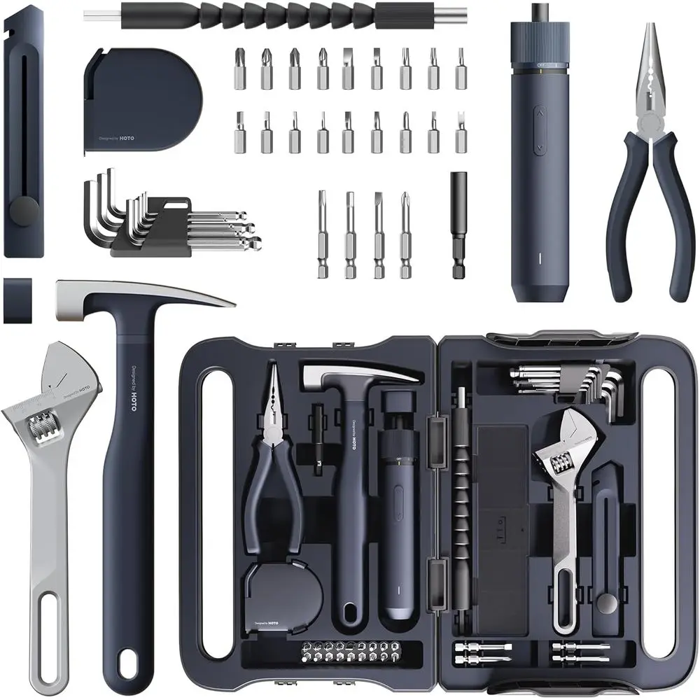 40-Piece Home Repair Tool Kit with Smart Electric Screwdriver and Organizer for DIY and Maintenance
