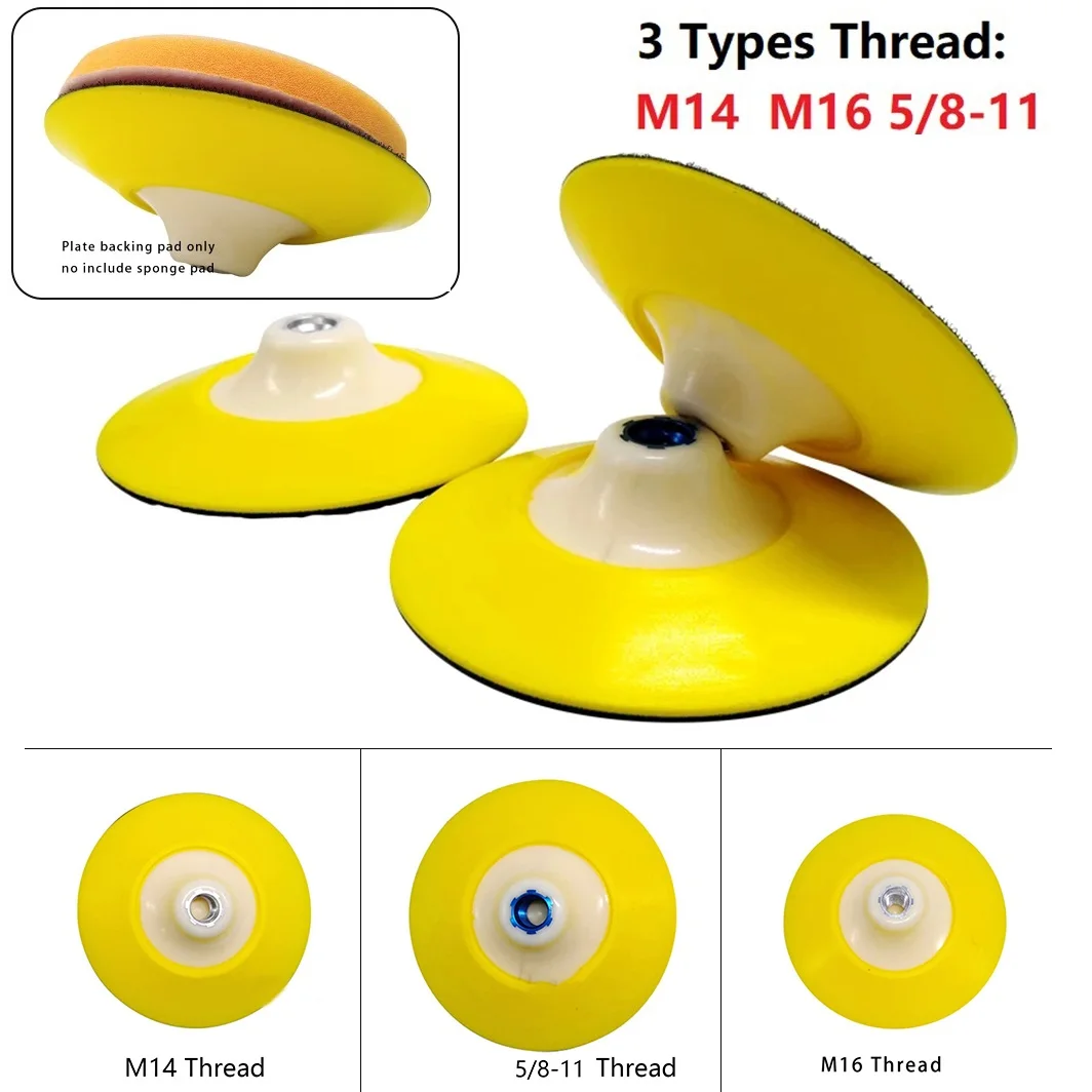 Backing Pad Car Polishing Hook&Loop Sanding Pad Backer Plate Car Wash Care Tool M16 5/8-11 For Rotary Polishing Machine