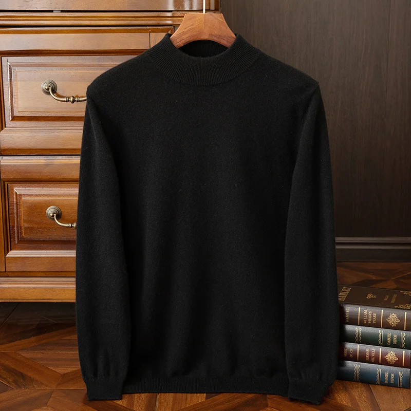 Autumn Winter Men's Cashmere Sweater Thick O-neck Wool Pullover Simple Style  100% Merino Wool Knitwear Knitting Comfy Sweater