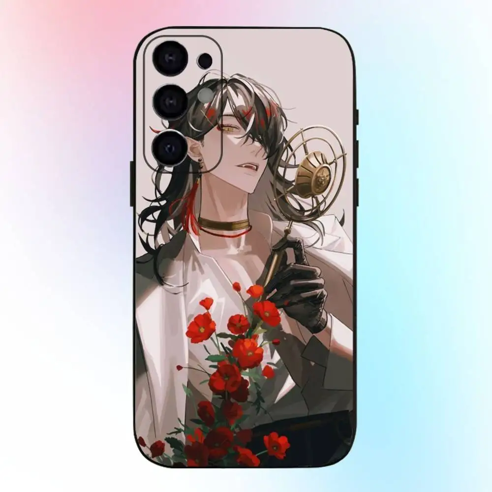 حافظة هاتف Luxiem Vtuber Vox Akumaes لهاتف سامسونج S25، S24، S21، S22، S23، S30، Ultra، S20، Plus، Fe، Lite، Note، 10,9,5G غطاء أسود