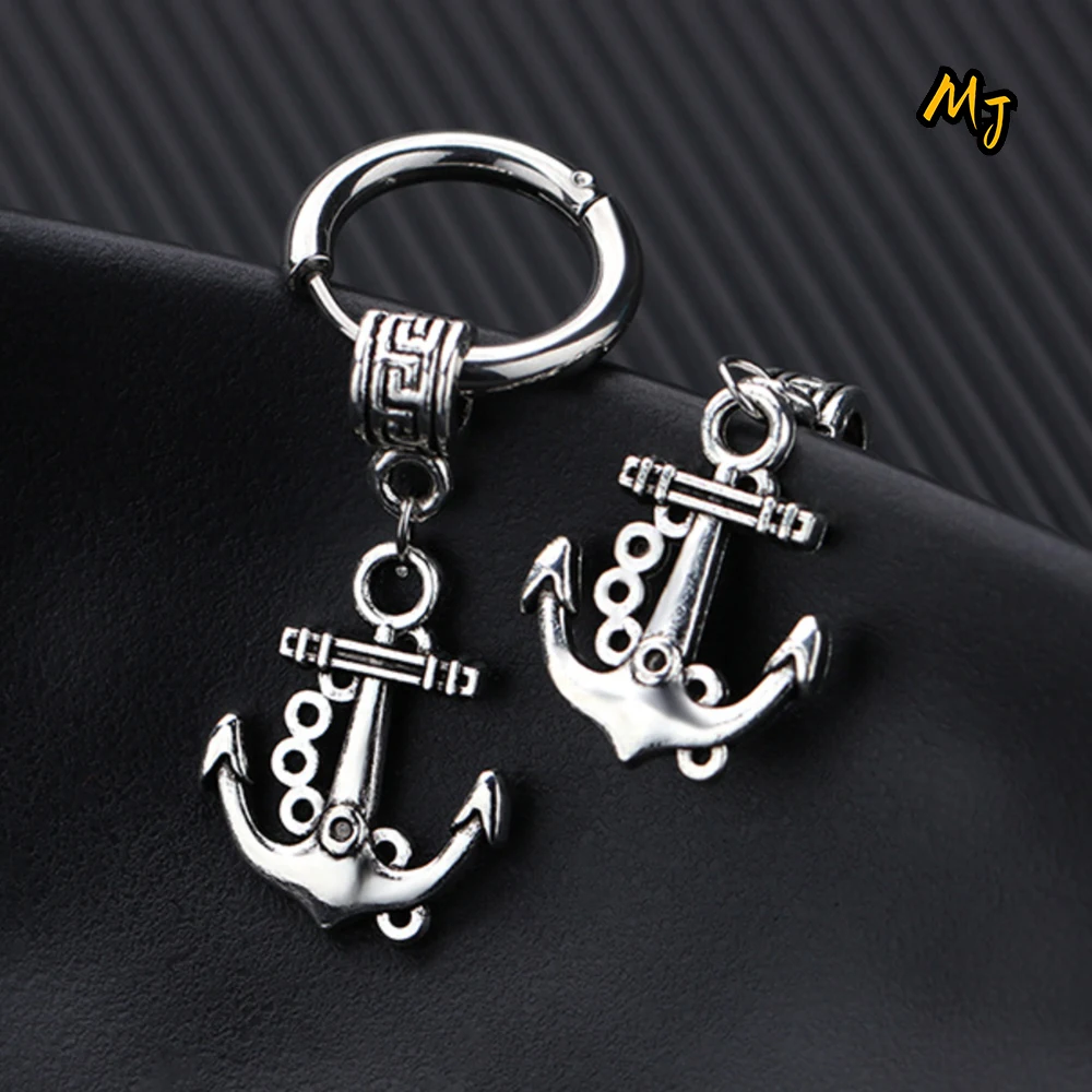 Fashion and Creative Boat Anchor Earrings Personalized Retro Men's Street Hip Hop Trend Versatile Stainless Steel Jewelry