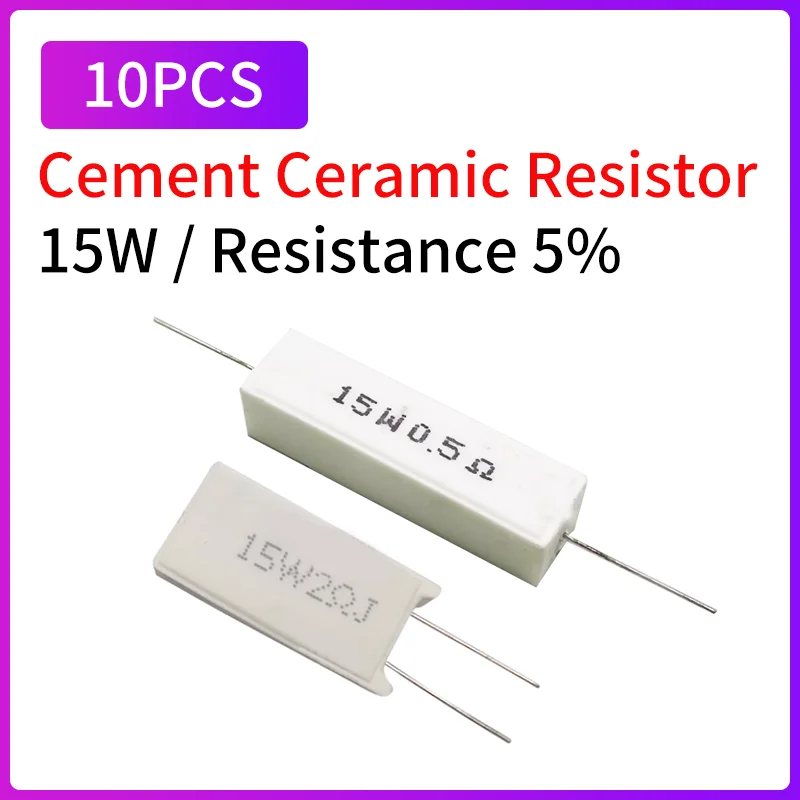 

10 шт., 15 Вт, цементный керамический резистор 1R~300R 2 3,3 3,9 4,7 5 10 15 20 27 30 39 47 50 51 68 100 180 220 300 330 Сопротивление мощности 5%