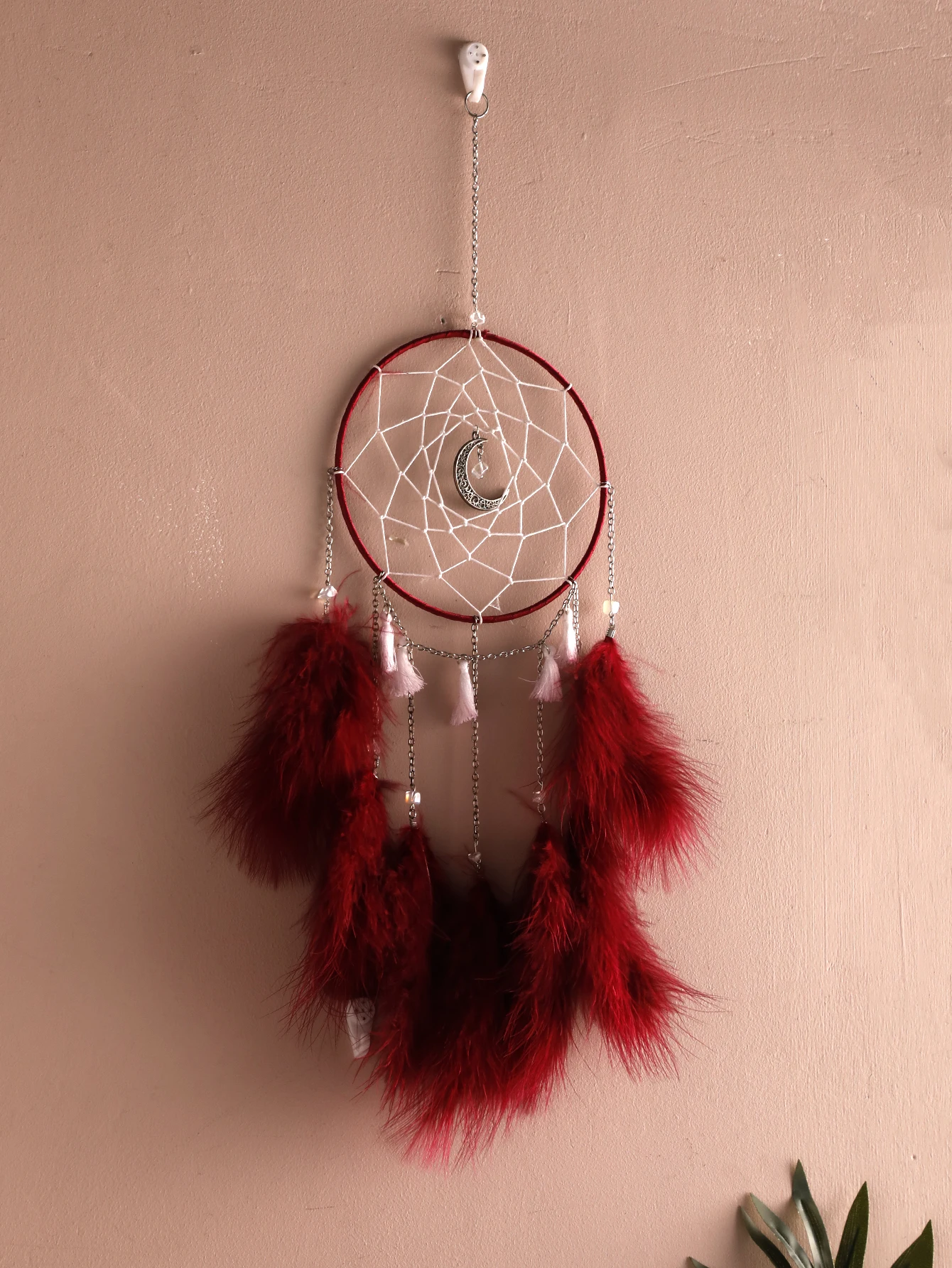 Dream Catcher Red The Tree of Life Healing Crystal Moom kawaii hanging ornaments Nursery Room Decor Christams Decoration Gift