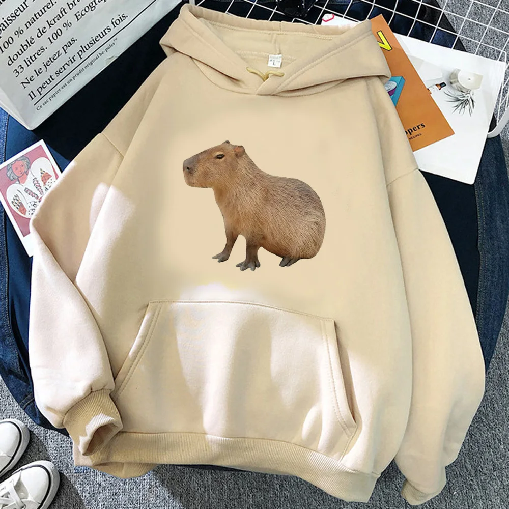 Capybara-Sweat à capuche en tissu doux pour femmes, chemises de protection, vêtements décontractés, graphique drôle, élégant, motif anime, bande dessinée, manga