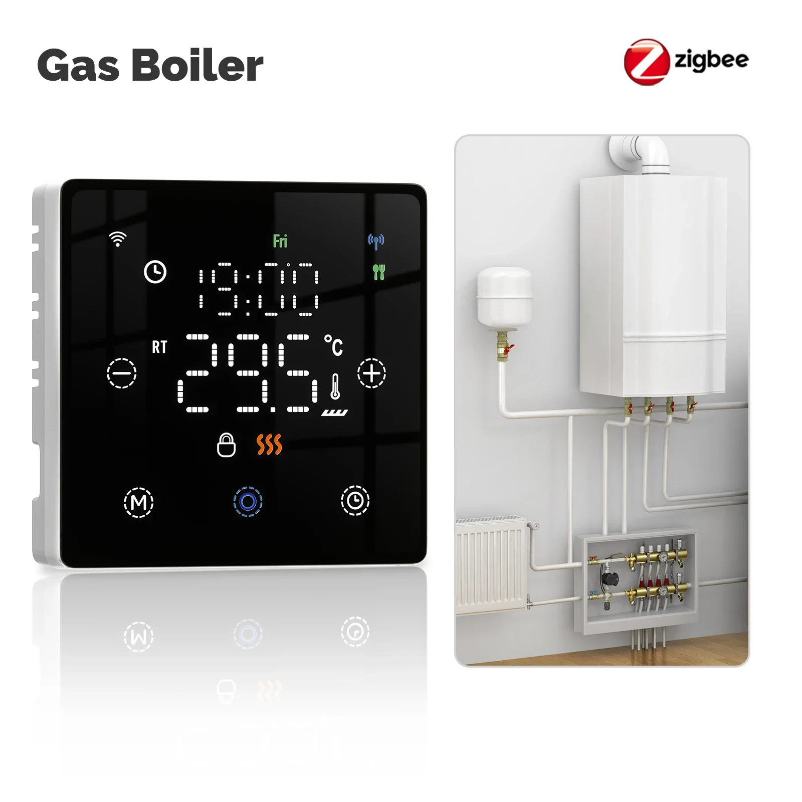 MOES Tuya WiFi/ZigBee Slimme Thermostaat Batterijgevoede Thermoregulator Gas Boiler Temperatuurregelaar door Alexa Google Home