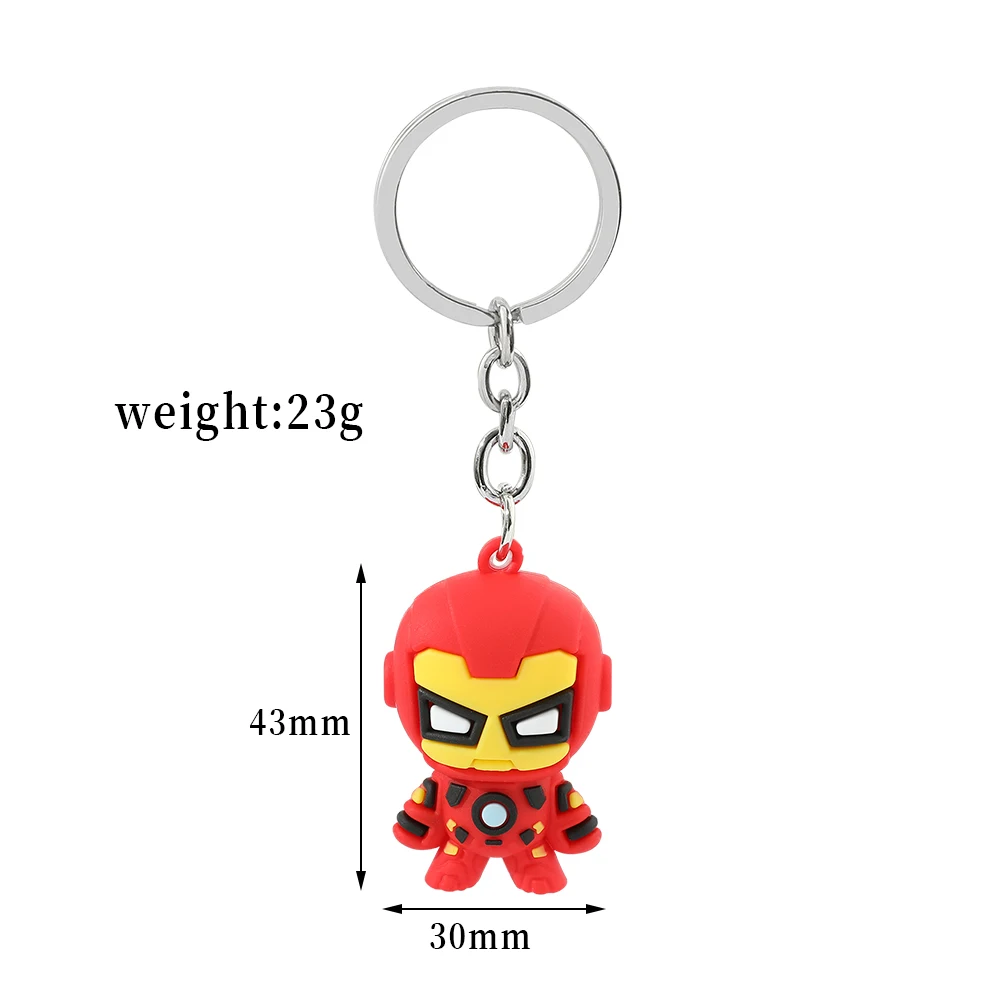 Marvel Cartoon Keychain Iron Man Bat Hulk Thor Anime Avengers Key Ring Figure Silicone Car Key Jewelry Toys Gift image 6