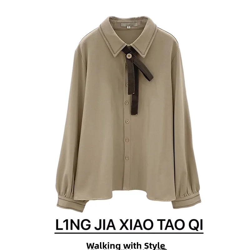 

Женская бархатная рубашка в стиле ретро с воротником из искусственного меха и бантом, шикарный верхний слой для осени и зимы