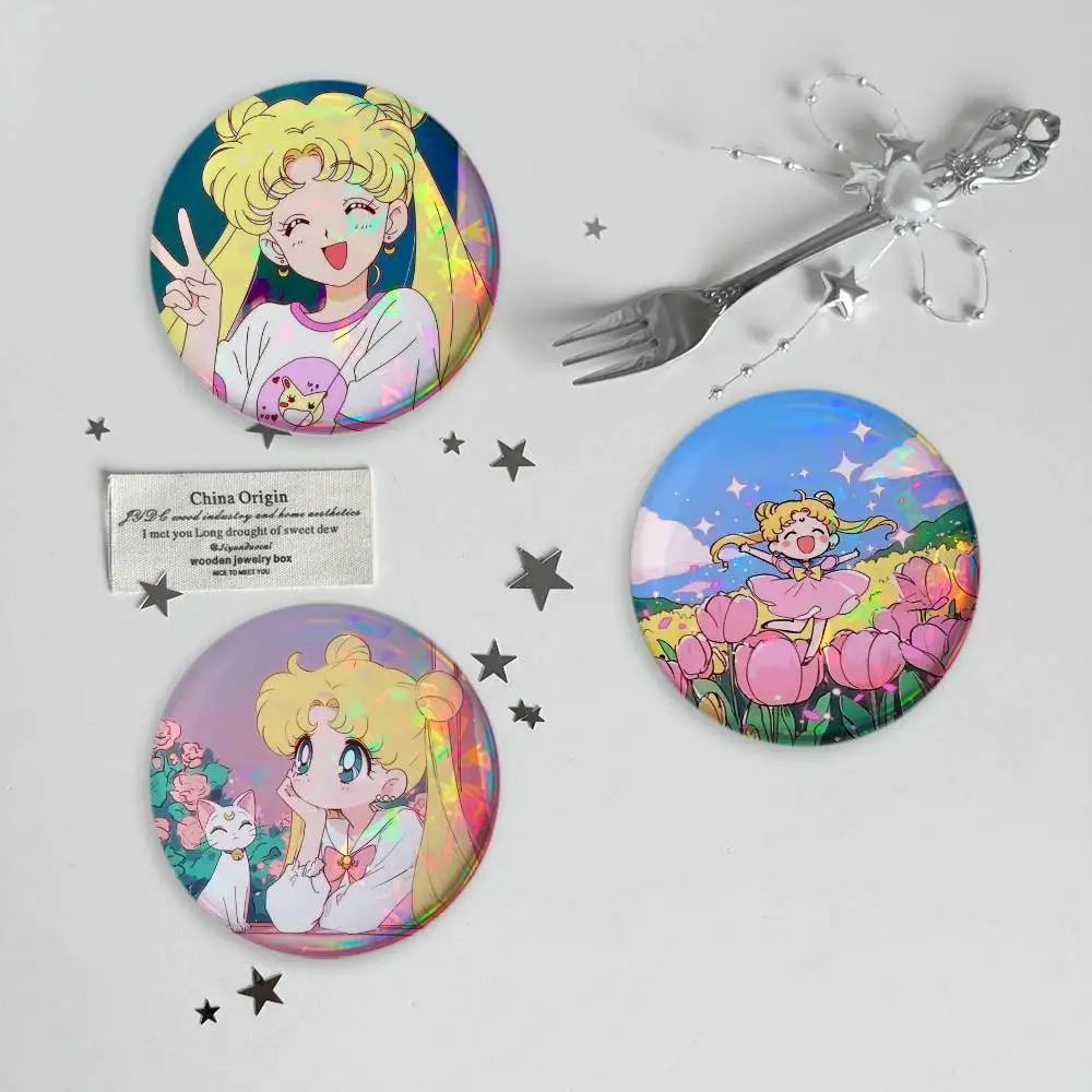Cute girls S-Sailors M-Moon-es World Brooches Cartoon Badge Pins Backpack Hat Accessories Friend Gift