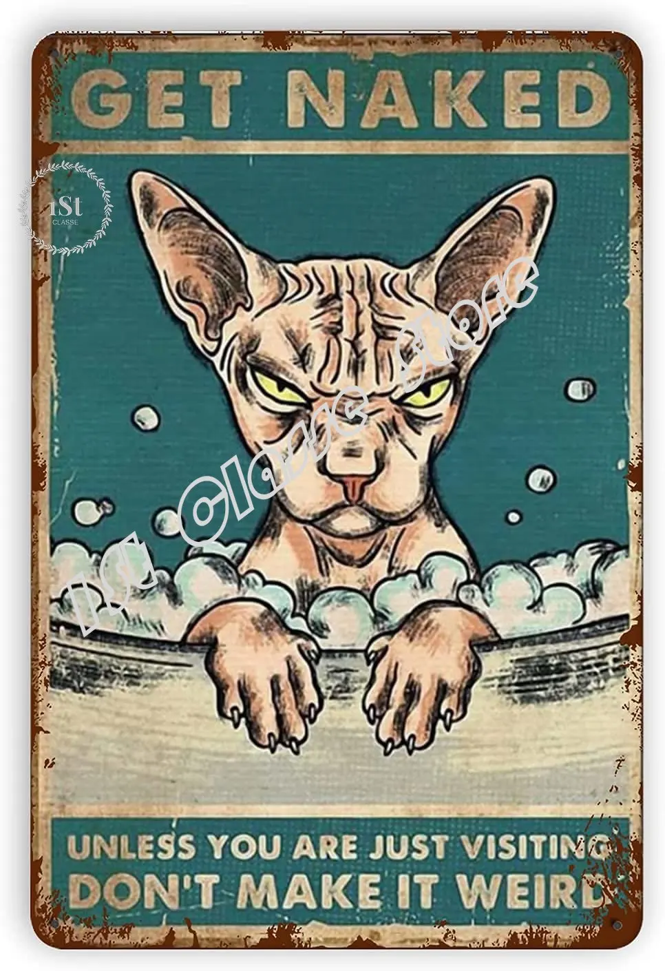 

Cat Bath Metal Tin Signs Reproduction, Vintage Wall Decor Retro Art Tin Sign Funny Decorations for Home Bar Pub Cafe Farm Room