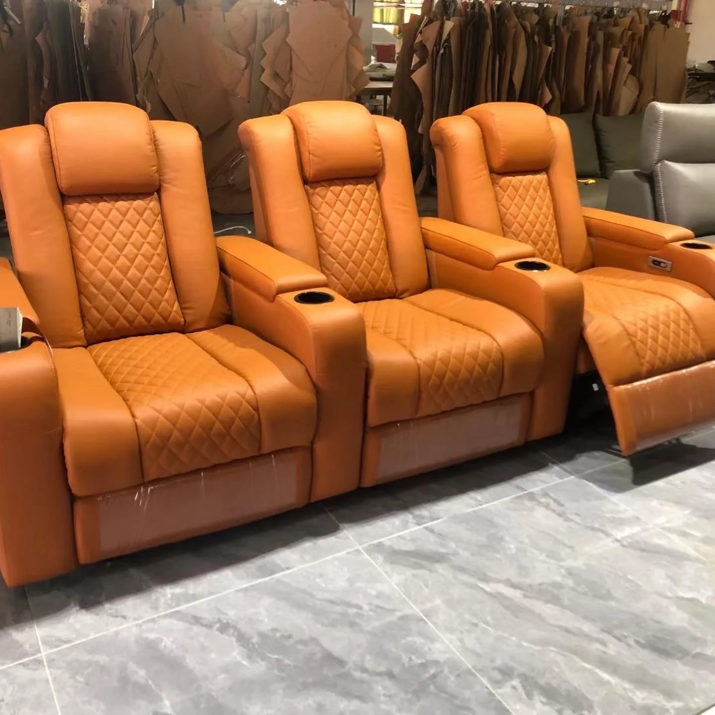 Linlamlim Italian Leather Sofa Electric Reclining Seats Double Power Cinema Recliner 2 Seater Multifunctional Massage Couch Cama