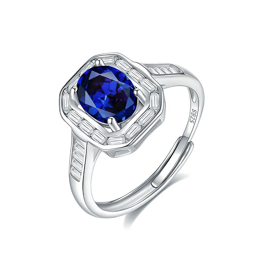 New Wrapped Ladder Zircon S925 Sterling Silver Sapphire Ring Women's Light Luxury Niche Jewelry