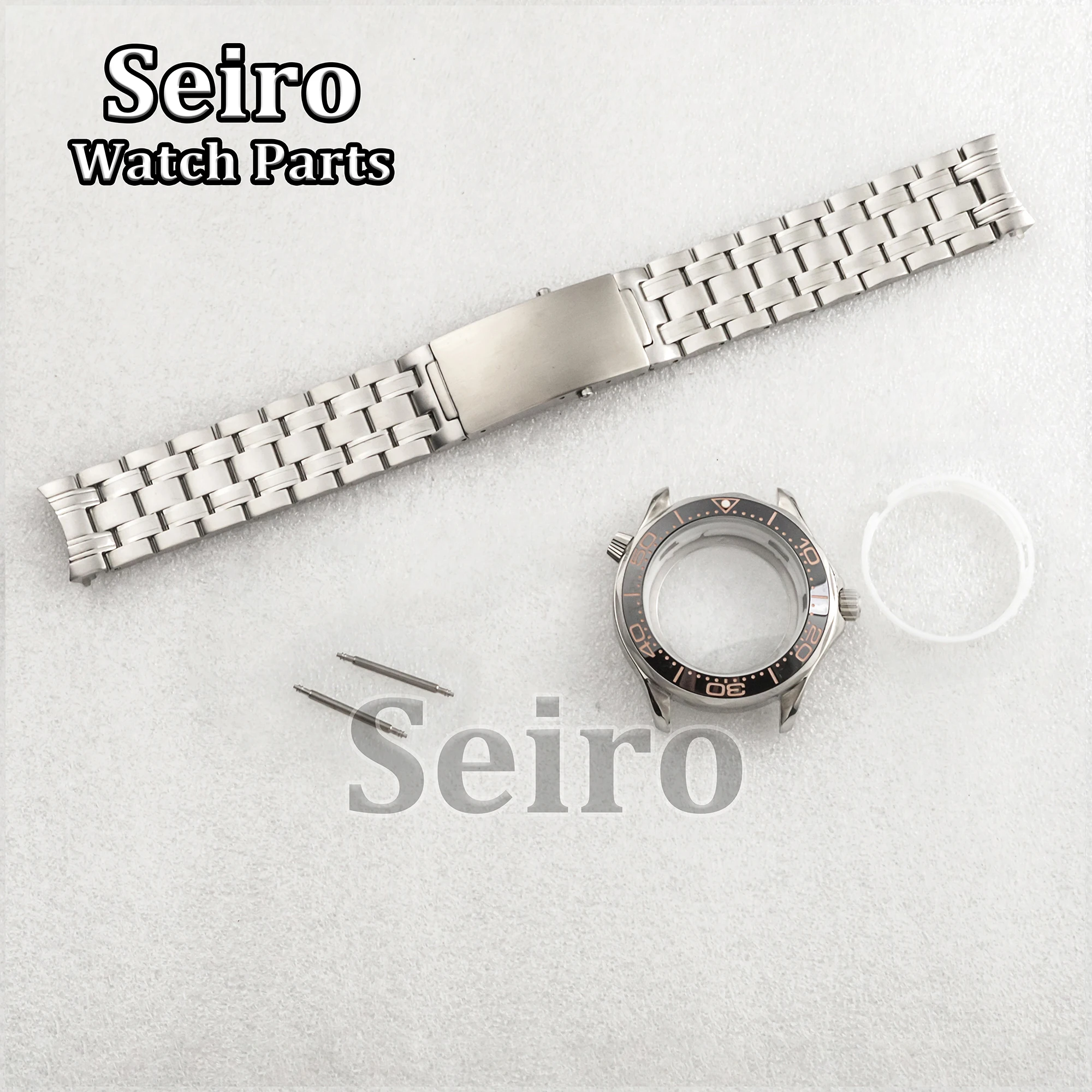 

41MM Watch Case Stainless Steel Strap Silver Black Watchcase for Seamaster 300 NH35 NH36 Movement 31MM Dial Accessories Parts