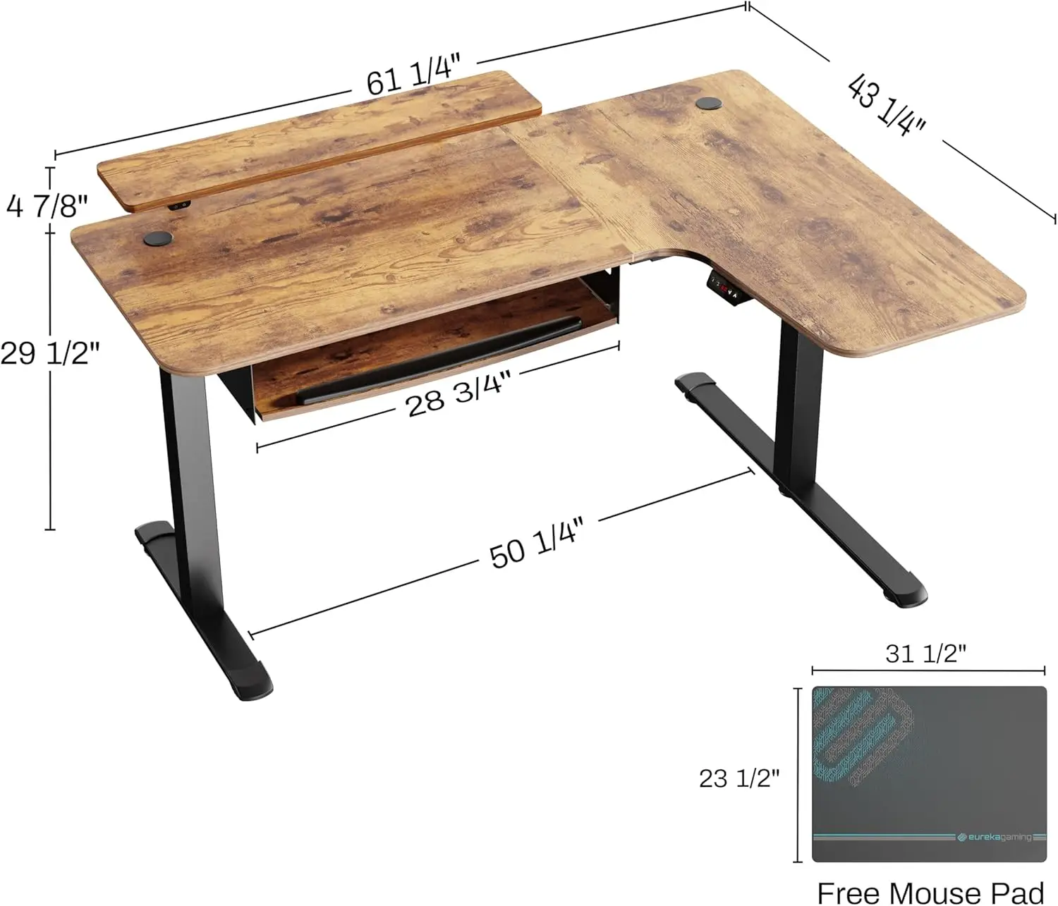 Eureka Ergonomic Standing Desk With Keyboard Tray, Computer Desk, 61