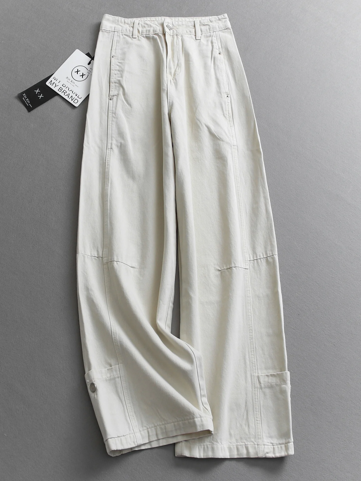 

Vintage High Waist Wide Leg Pants Women's Jeans Loose Casual Straight Cut Trousers All Match Workwear Cotton Blend Denim