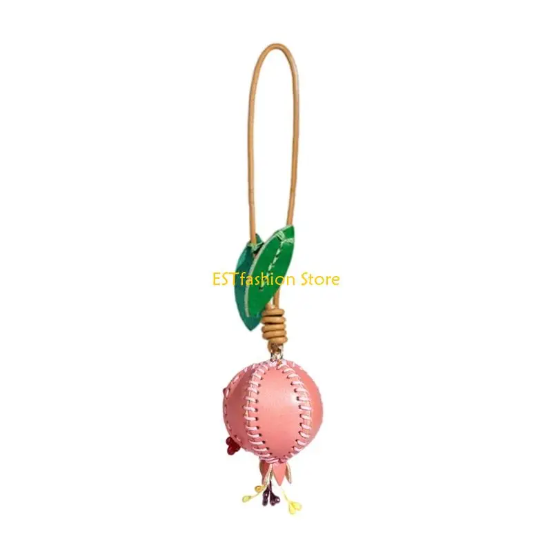 Y5GC Elegant Pomegranate Design Leather Accessory Creative Keychain Pendant Charm for Fashionable Women and Gift Buyers
