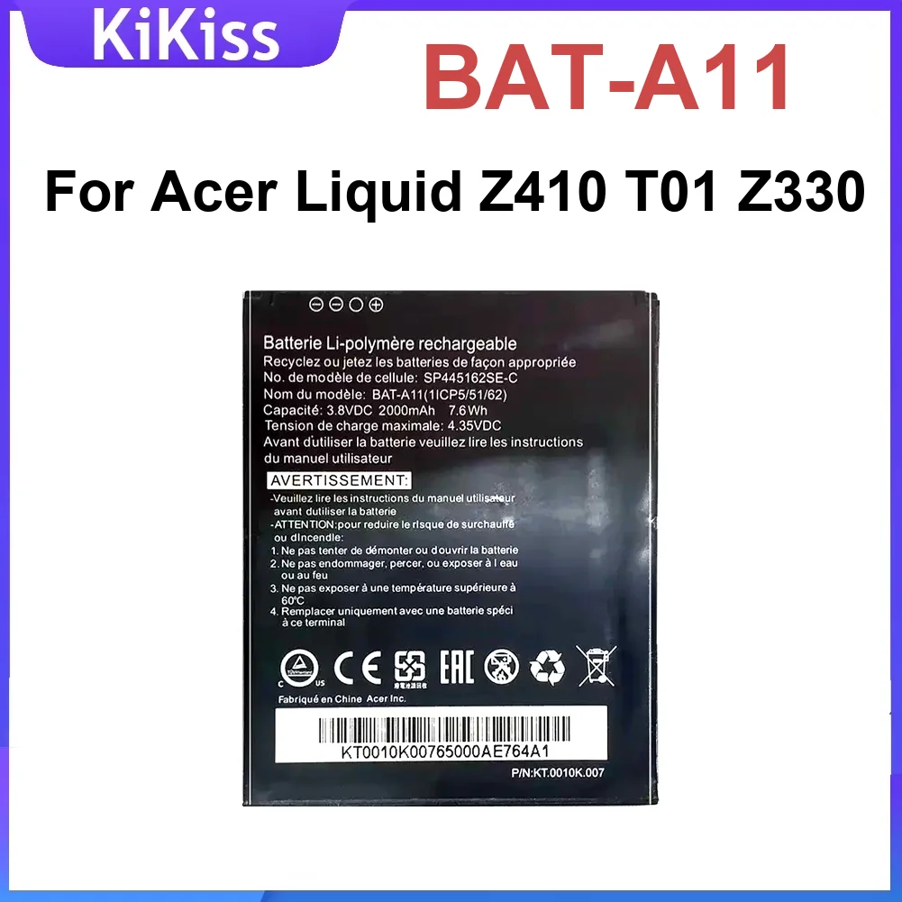

Перезаряжаемая батарея для мобильного телефона большой емкости Bat-A11 для Acer Liquid Z410 T01 Z330 Bat A11 2000 мАч