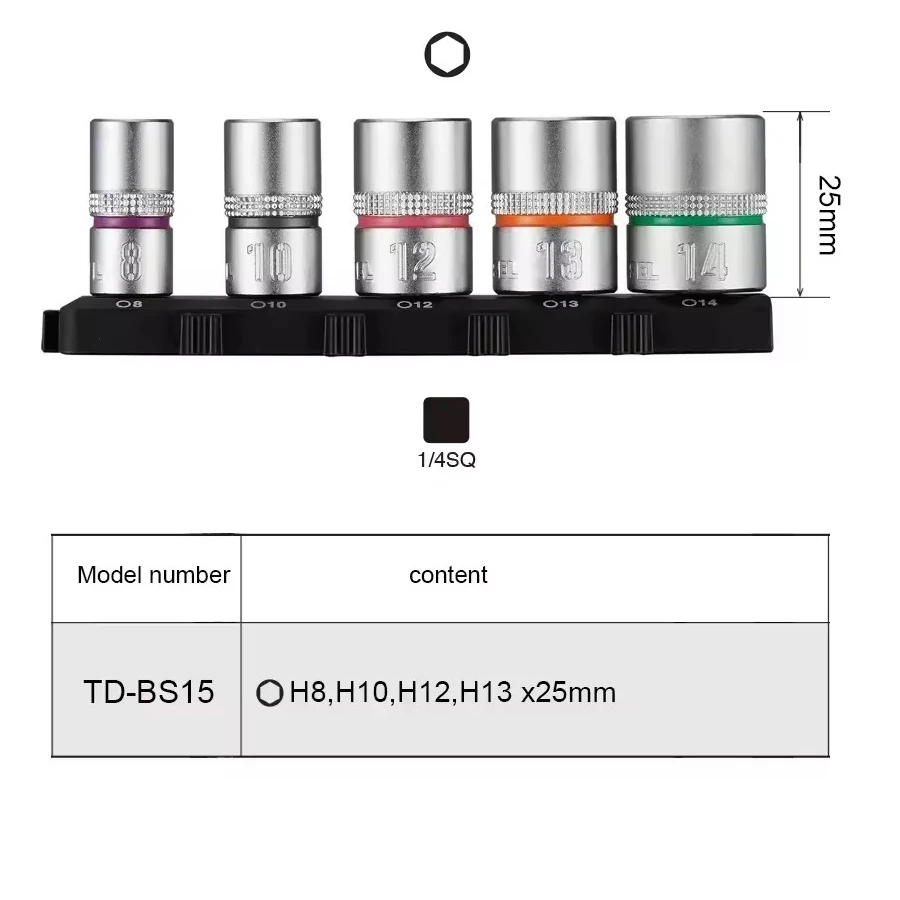 

Набор сменных шестигранных головок VESSEL, 5 шт., портативный, многофункциональный, для гаечных ключей, ручные инструменты, аксессуары, арт. TD-BS15