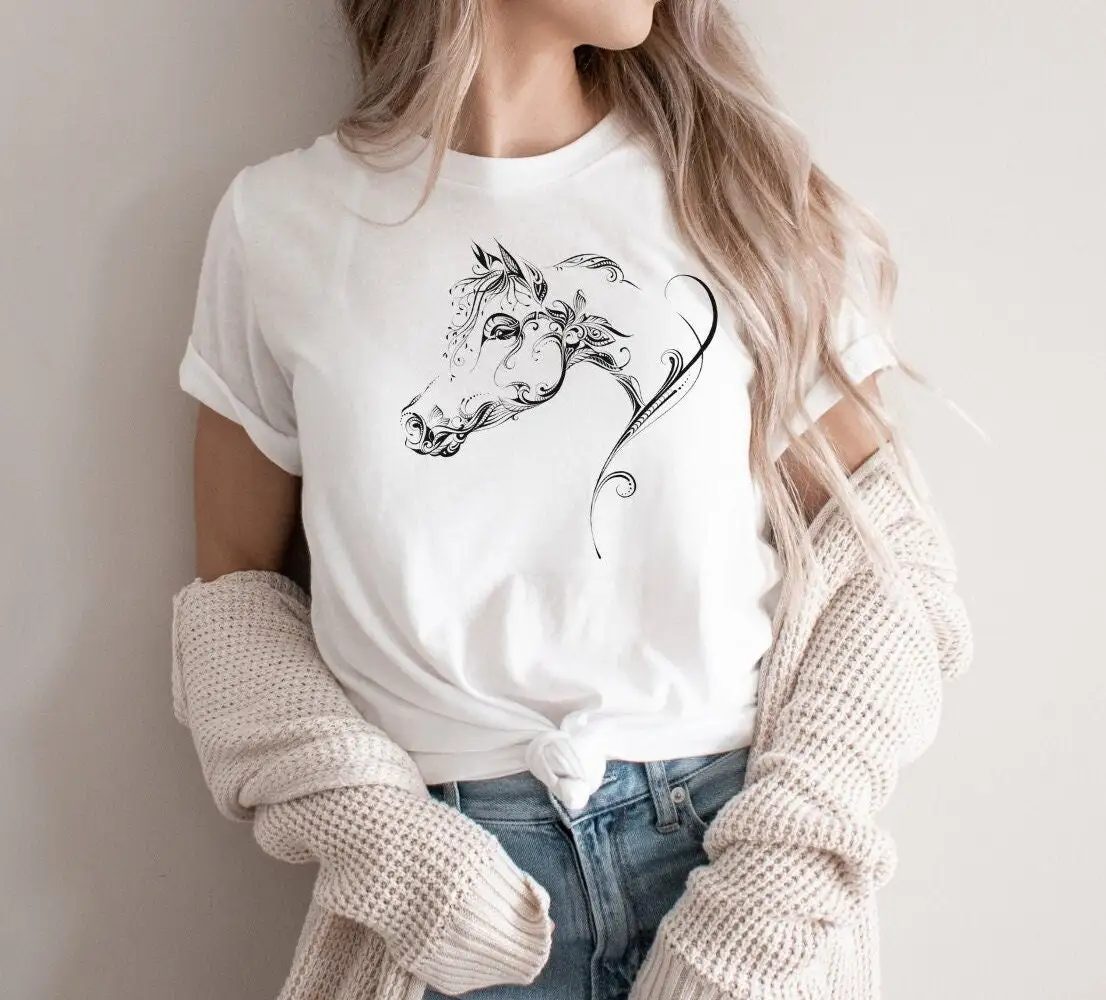 Arabian Horse T Shirt Artistic Equestrian Lover Minimalist