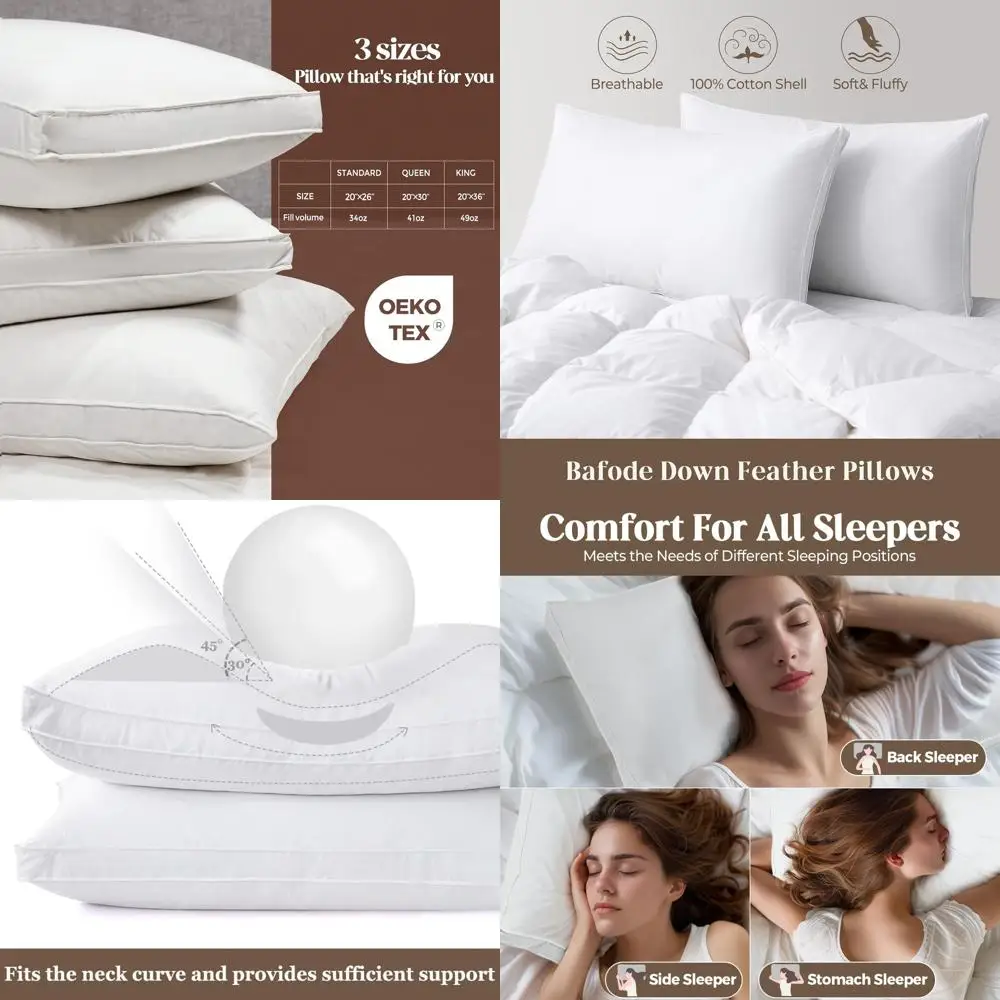 

Набор подушек из гусиного пуха King Size из 2 штук — 100% хлопок, с ластовицей для комфортного сна