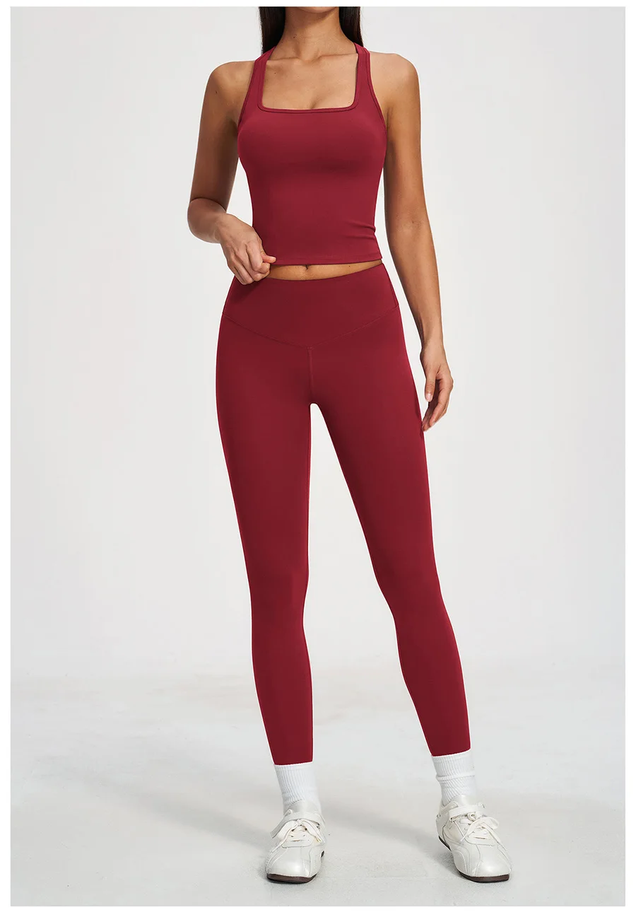 Yoga-Set 2-teilig Damen Fitness Sportbekleidung Naked Feel Sport-BH Gym Laufhose Po-Formende Leggings Workout-Outfit Activewear – Detail 7