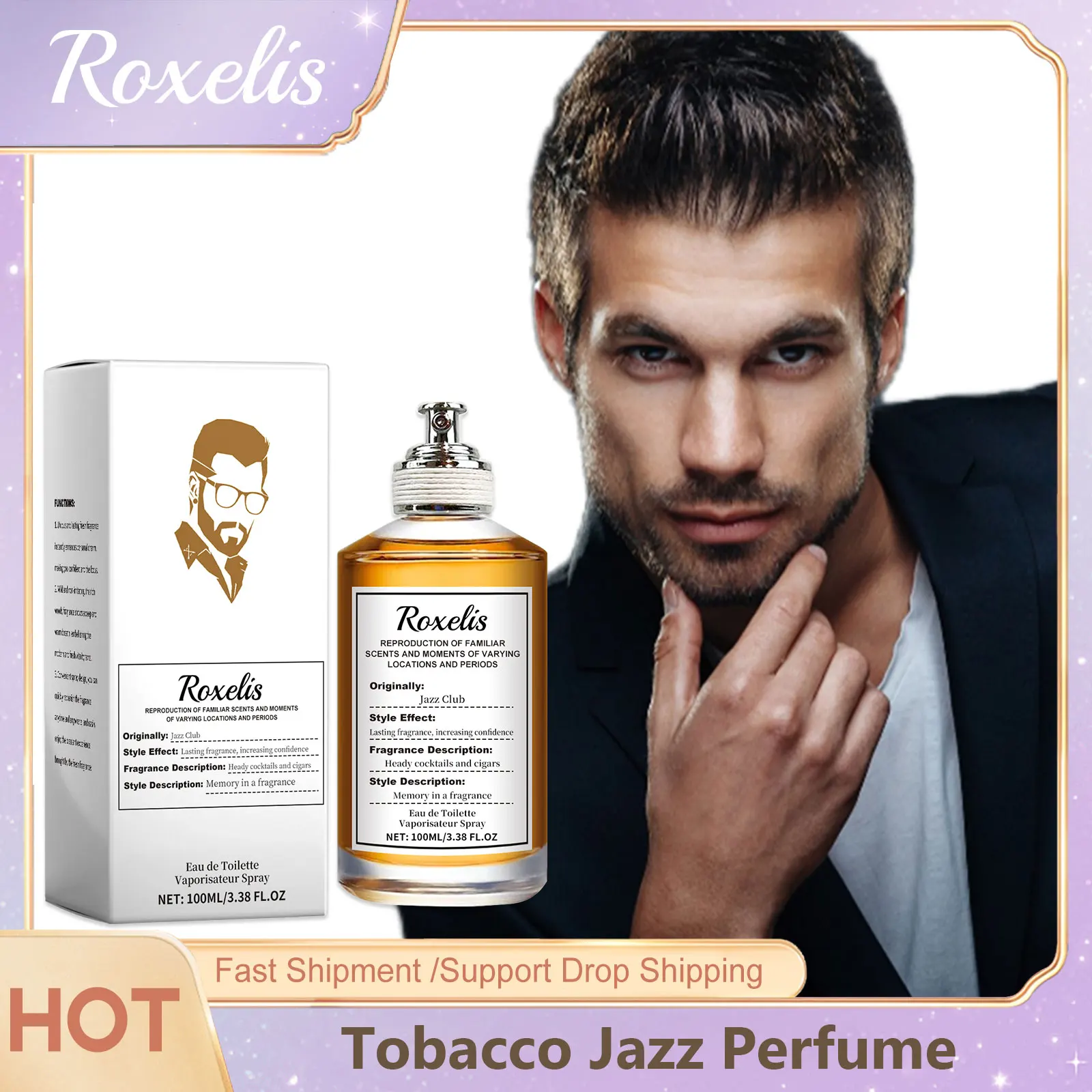 Sexuellement de bois de tabac pour hommes, parfum de bois de jazz, parfum de Cologne léger, parfum romantique, attirer les femmes, rencontres fraîches, parfum de charme de phéromone