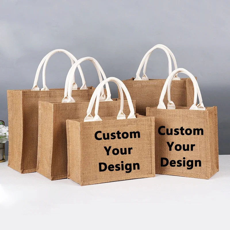 

10pcs Custom Logo Gunny Sack Shoulder Bag Shopping Advertising Corporate Outdoor Shopping Bag Colorful Tote Bag