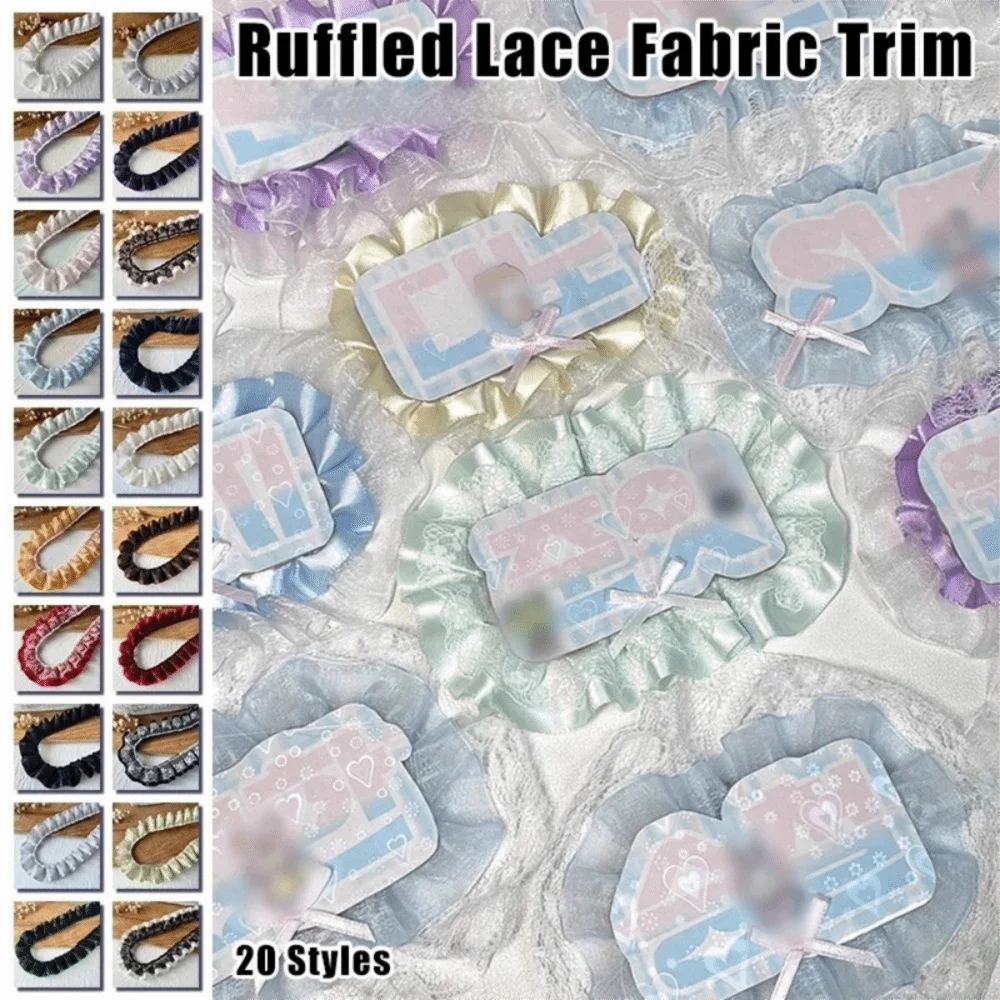 3meters Lace Ribbons Trim Handmade High-Grade Ruffled Farbic Trim Garment Dress Hem Pleated Sewing Material Notebook Decoration