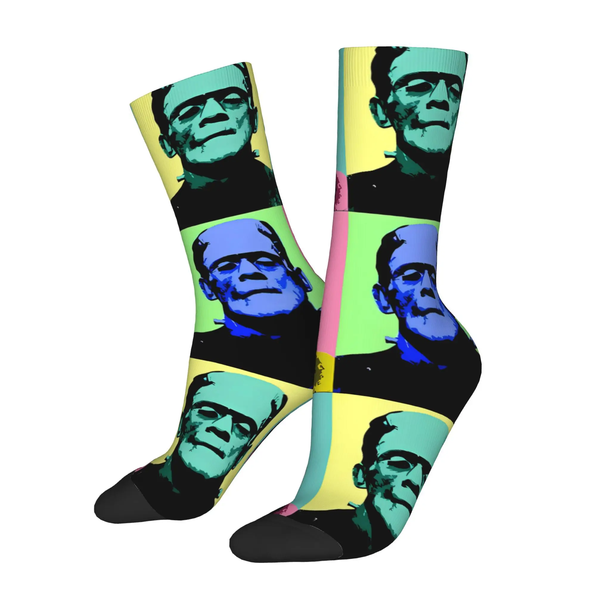 

Мужские носки Happy Frankenstein в стиле поп-арт, винтажные уличные носки Crazy Crew, подарочный узор с принтом