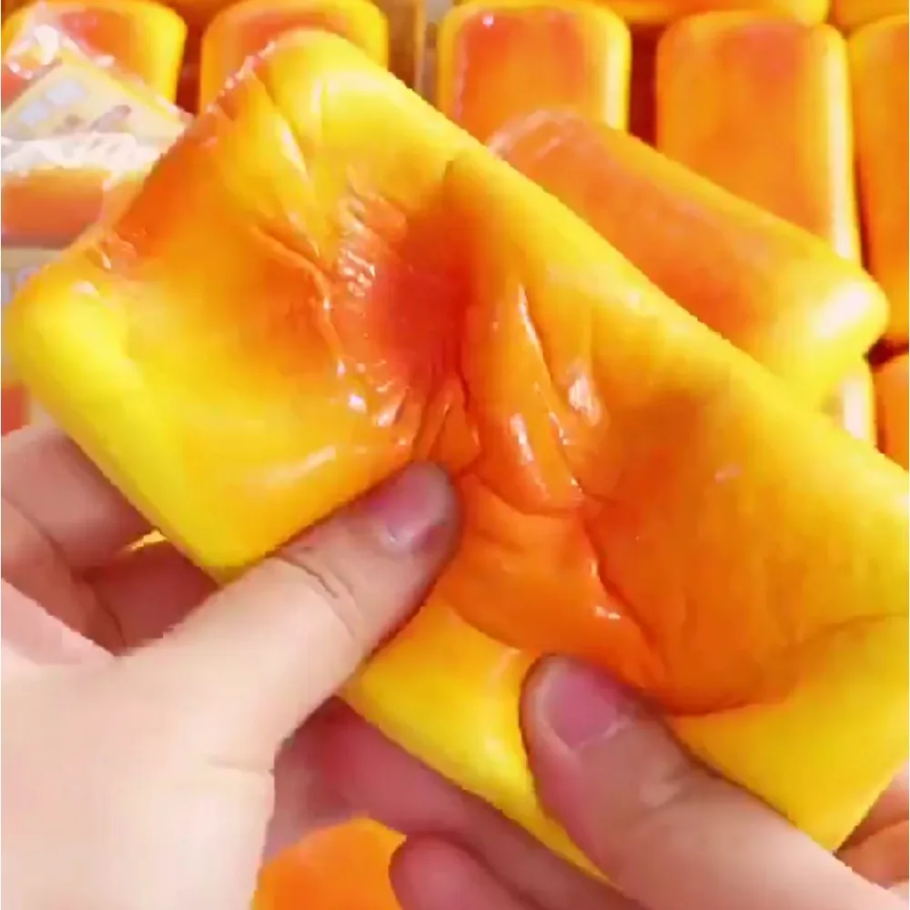 Squishy Caramel Bread Squeeze Toy Soft Stress Relief Slow Rising Sensory Fidget for Anxiety ADHD Autism Gifts for Kids Adults