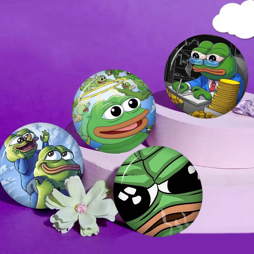 Popular Internet Meme Sad Frog 32/44/58mm Round Cartoon Brooches Handmade Pins for Backpack Jewelry Accessories Creative Badge
