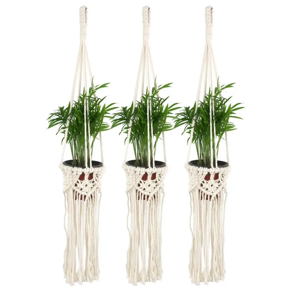 Wiszące kosze sadzarka ręcznie tkana łatwa w montażu lina bawełniana Macrame Design wisząca roślinka koszyk Home Decor