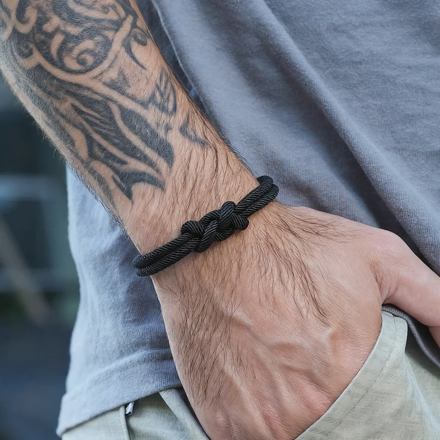 Stilvolle Chinesische Knoten Geflochtene Glück Armband Mann Handgemachte Bilayer String Magnetische Schnalle Armband Camping Neue Jahr Homme Geschenk Joias