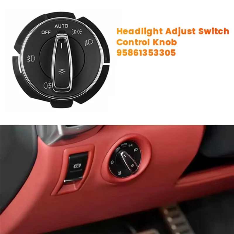 

Portable Car Headlight Adjust Switch Control Knob 95861353305 For Porsche Cayenne 991 Turbo Panamera 2010-2016 Fog Lamp Switch