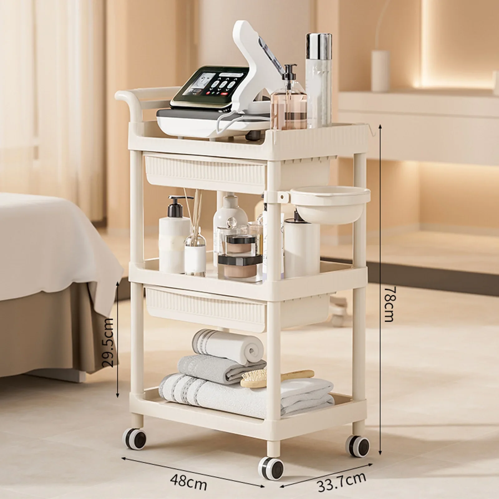 3 Tier Trolley Beauty Salon Special Skin Management Hand Push Rack Care Instrument Tool Trolley Finishing Rack For Dorm Kitchen