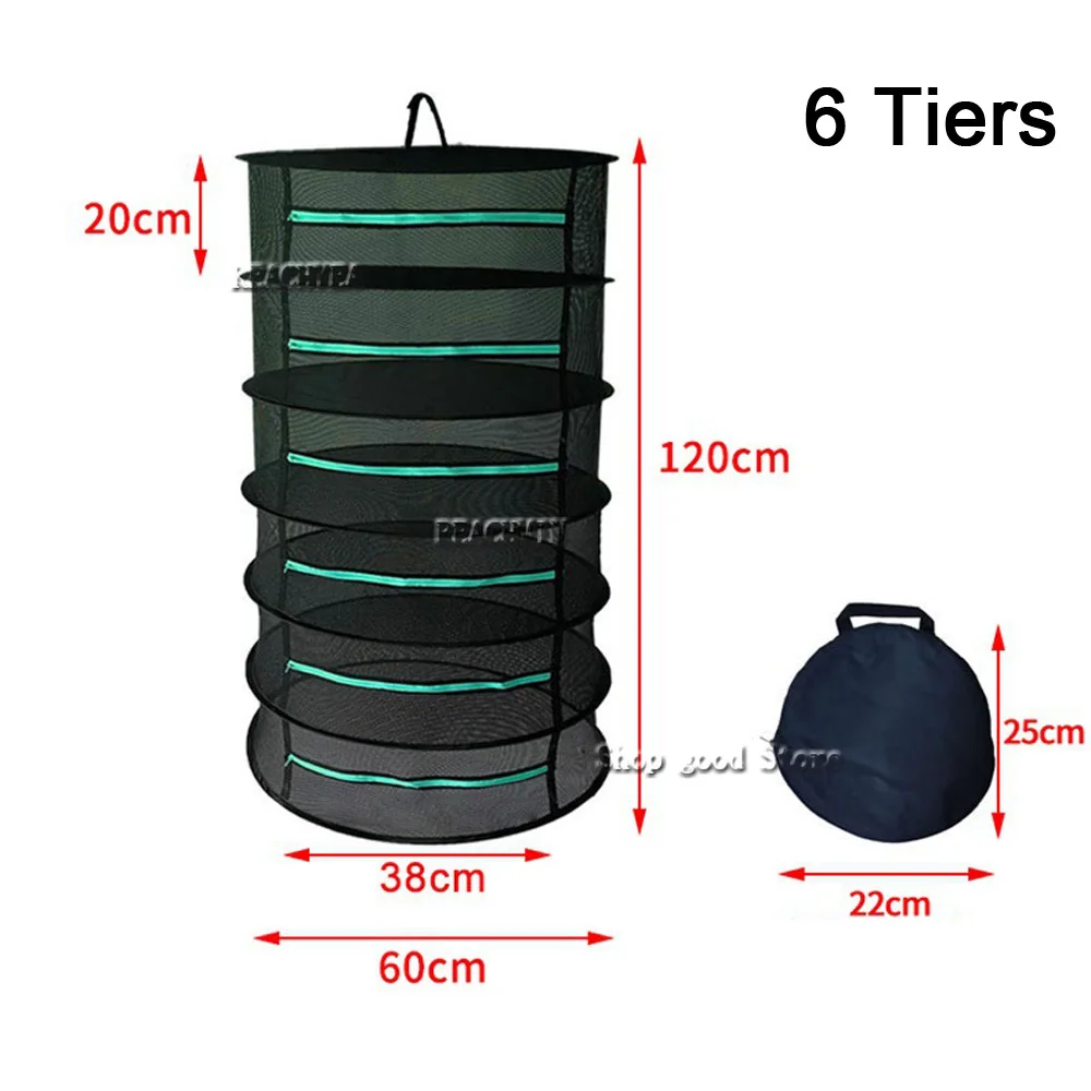 60cm 2/4/6/8 warstwy półkowe suszenie siateczki zioła wiszący kosz składana suszarka do wieszak torba siatka na kwiaty pąki organizator roślin