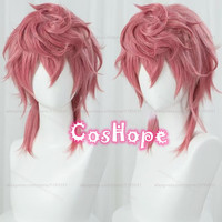 Trish Una Cosplay Wig 40cm Short Pink Wig Cosplay Anime Cosplay Wigs Heat Resistant Synthetic Wigs
