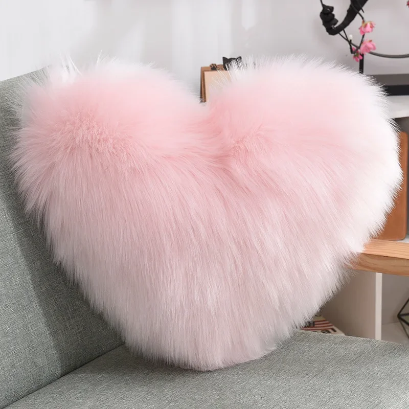 Lightweight Practical Heart Shaped Fluffy Sofa Cushion Case PP Cotton Plush Pillow Vibrant for Living Room