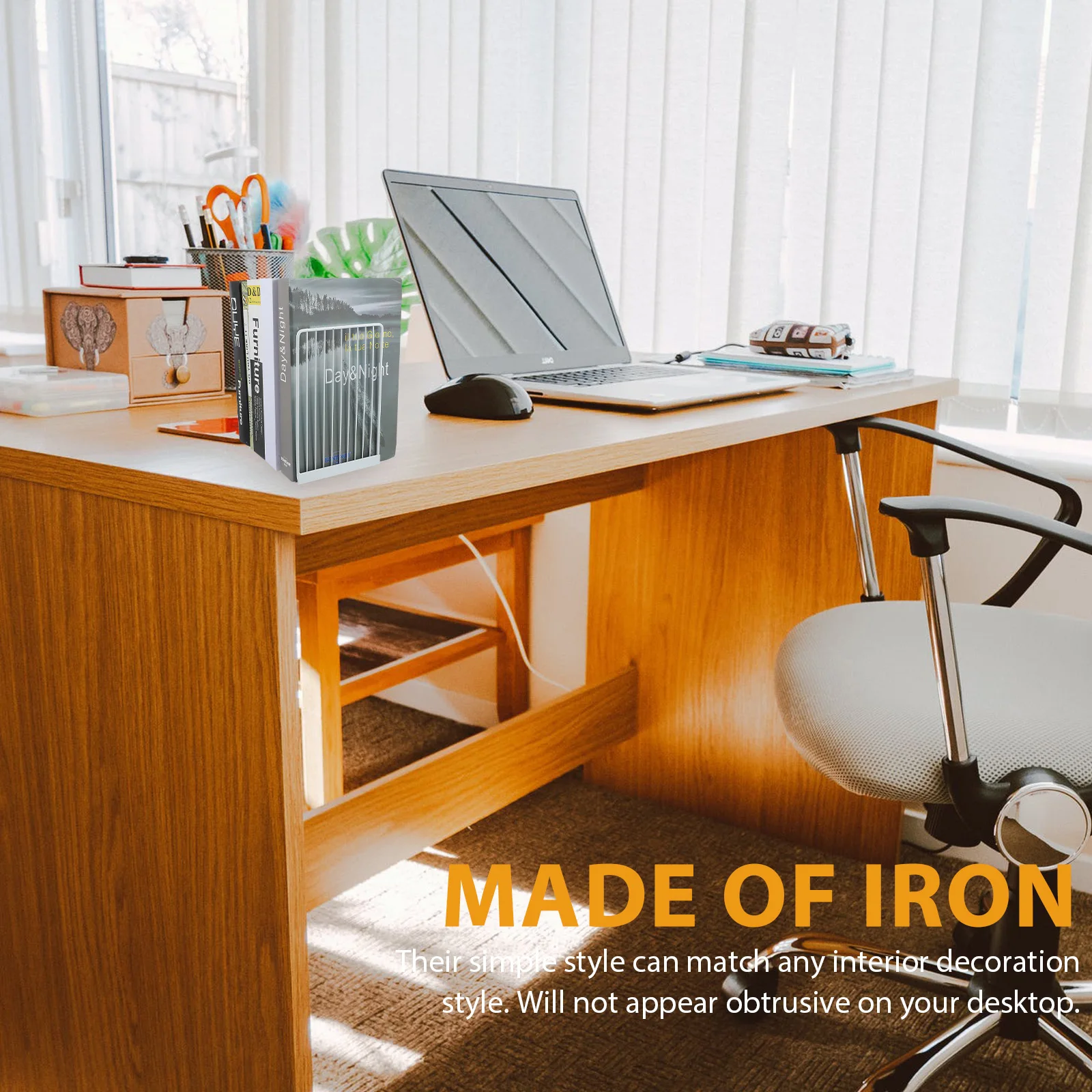 

Iron Bookends Simple Design Perfect for Books DVDs Video Games Home Office Use Chic Gift Idea Storage Racks Student