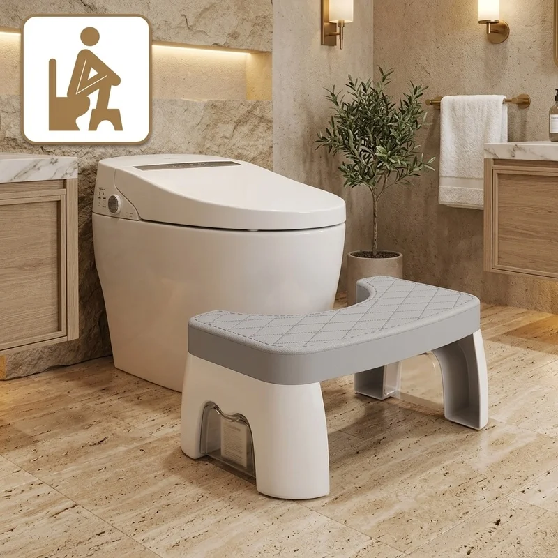 Universal Squatty Potty Toilet Stool, Waterproof Non-Slip Foot Rest, Ergonomic Bathroom Step Stool for Adults Kids Seniors