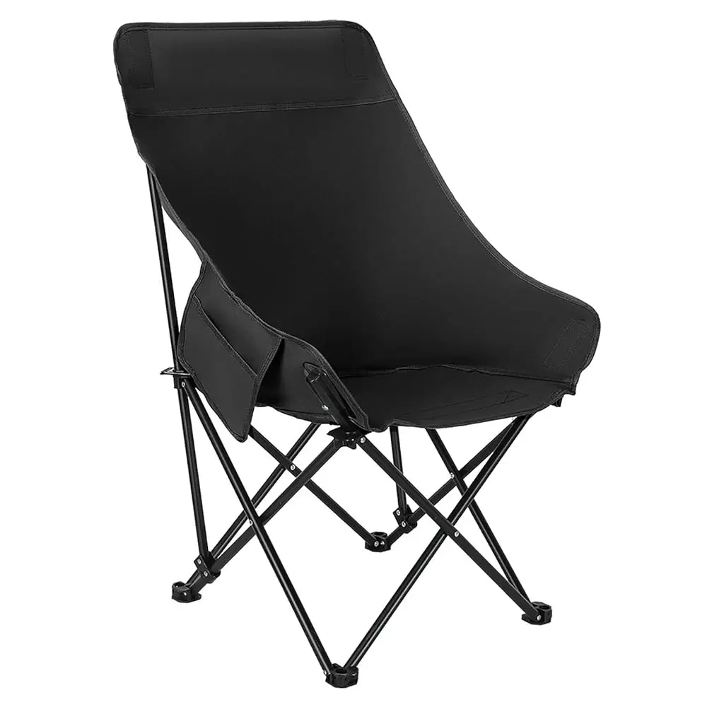 

High Ba Moon Camping Chairs Portable Large Heavy Duty Folding Saucer Lounge Chair With Side Storage Pocket Head Padded,