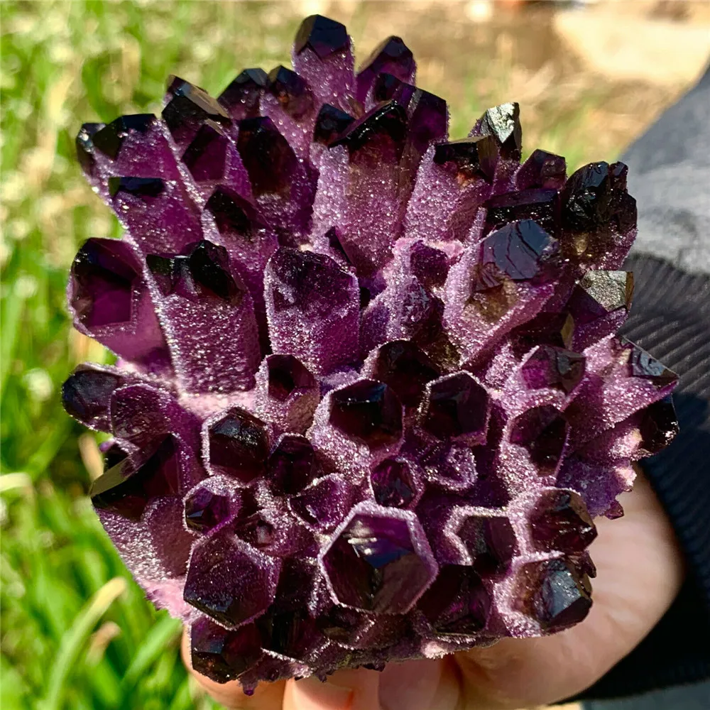 Natural Violet Ghost Phantom Quartz Crystal Cluster Healing Specimen