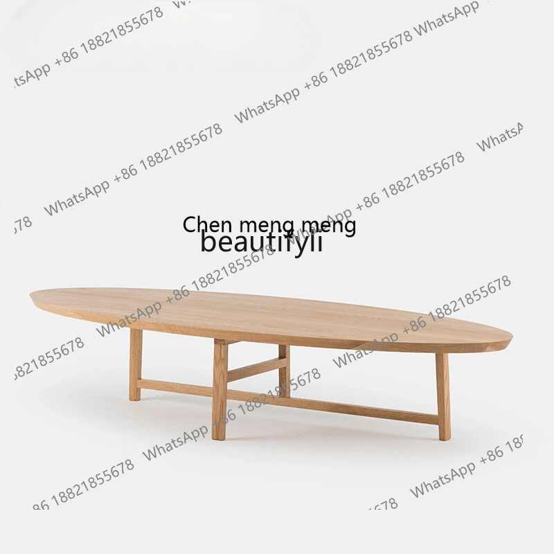 

Solid Wood Oval Coffee Table Nordic Simple Designer Home Living Room Tea Table Japanese Style Log Style Table furniture