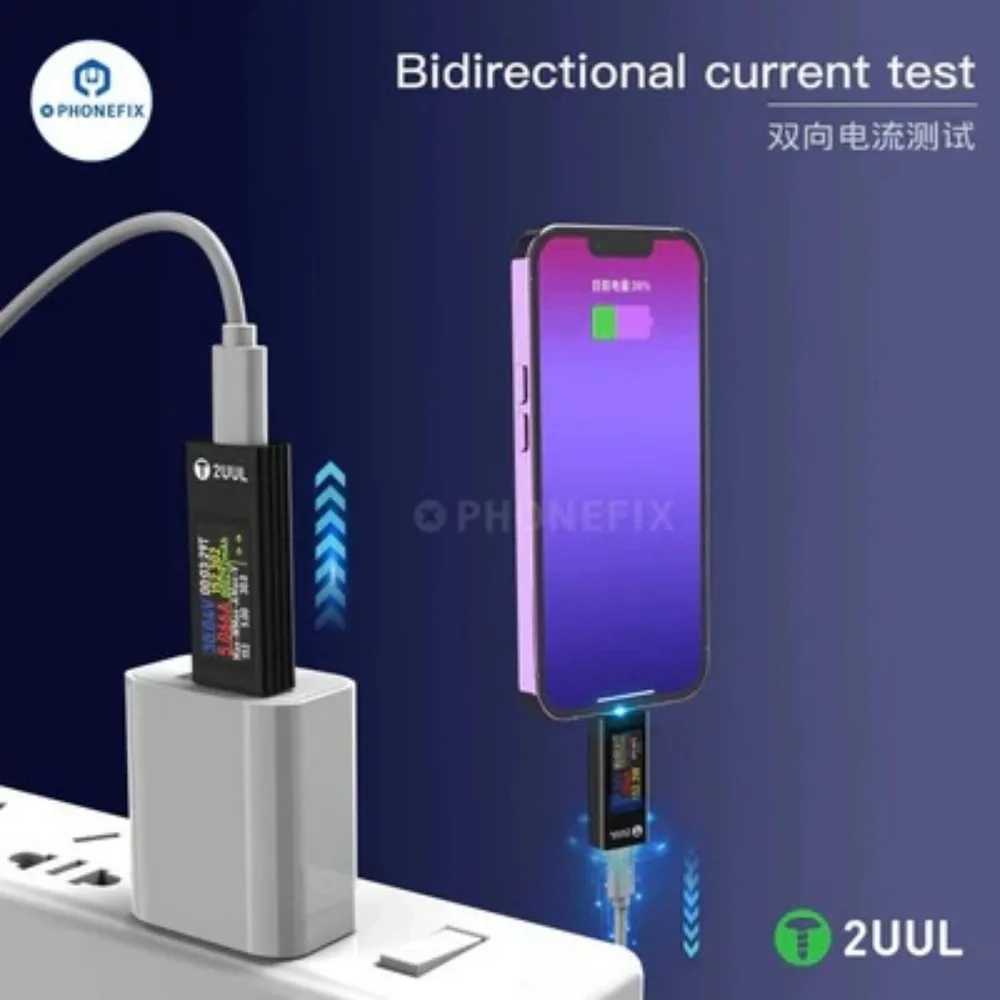 USB Type-c Voltage Ammeter Real Time Current Test Monitor Charge Detector Support IPhone PD Fast Charging for Phone Repair Tool