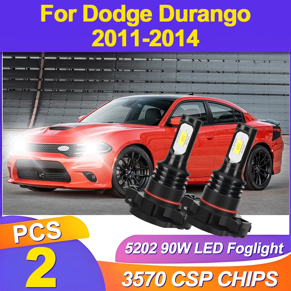 

2PCS LED Car Fog Front Light 5202 Auto Fog Lamps 20000LM High Power 90W 3570 CSP Chips 12V 6000K For Dodge Durango 2011-2014