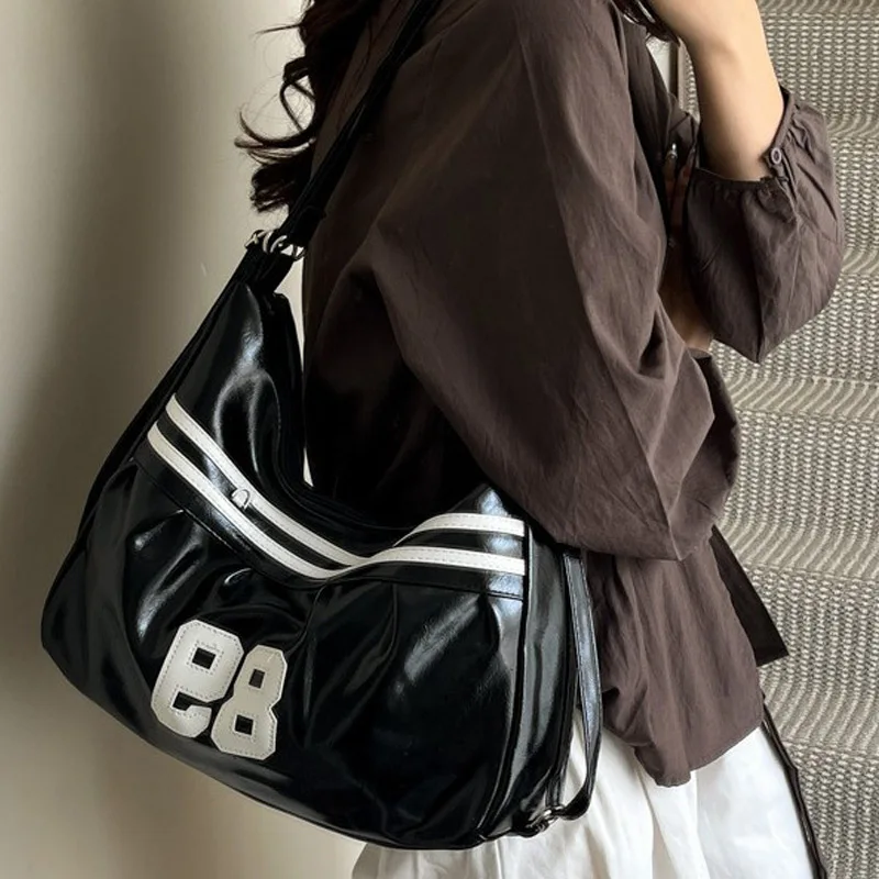 Korean Contrast Color Shoulder Bag,Millennial Pretty Grunge Y2k Girls Backpack,Soft PU Schoolbag,Street Baddie Crossbody Bag