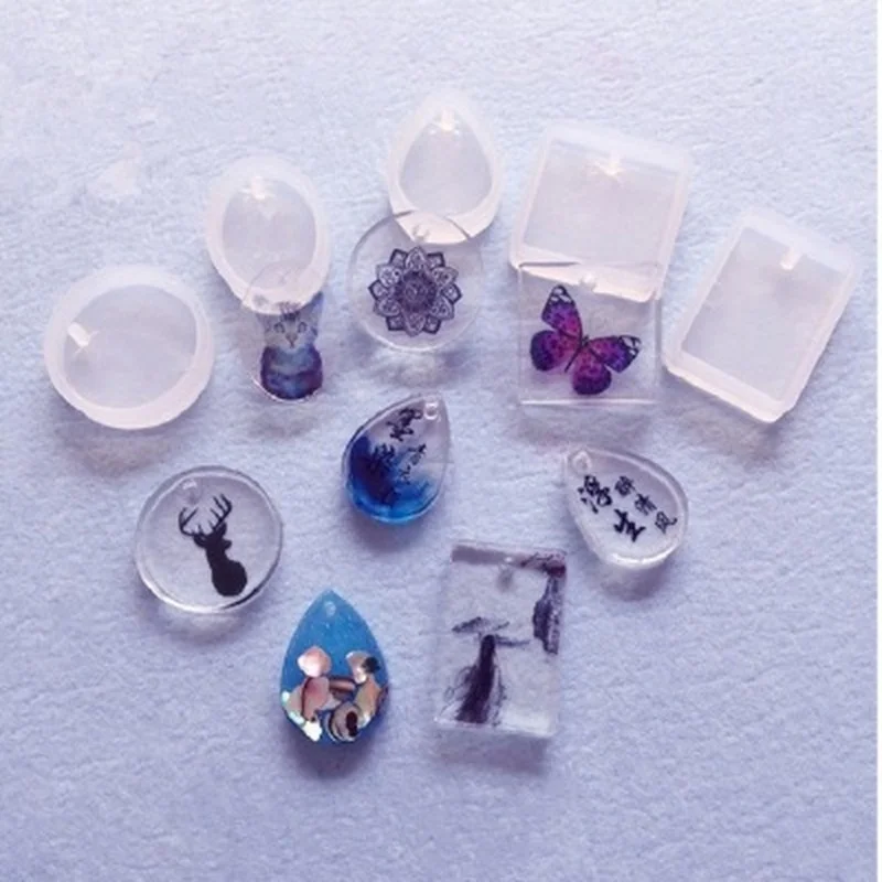 20-teiliges DIY Schlüsselanhänger-Gießformen-Set aus Silikon mit Schlüsselringen, Kunsthandwerkswerkzeugen, Kristall-Epoxidharz-Gießform – Detail 2